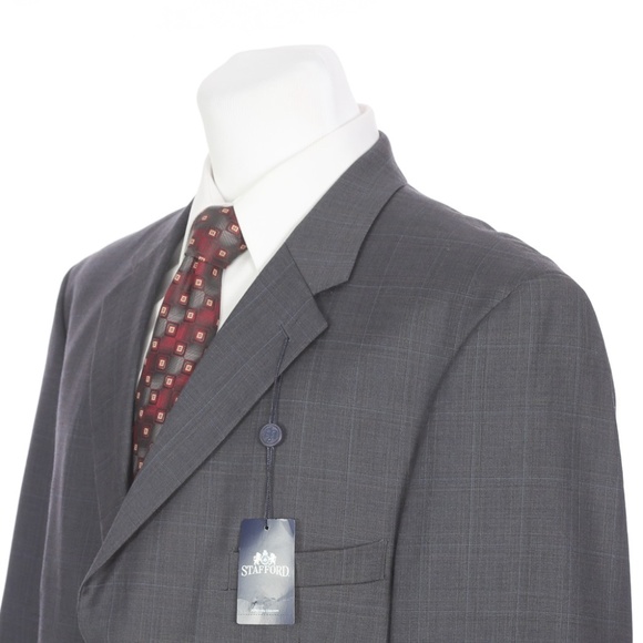 Stafford Three Button Gray Glen Plaid Sport Coat
